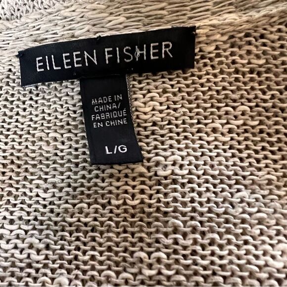 Eileen Fisher Cardigan Sweater White Gray Size L - Picture 3 of 4